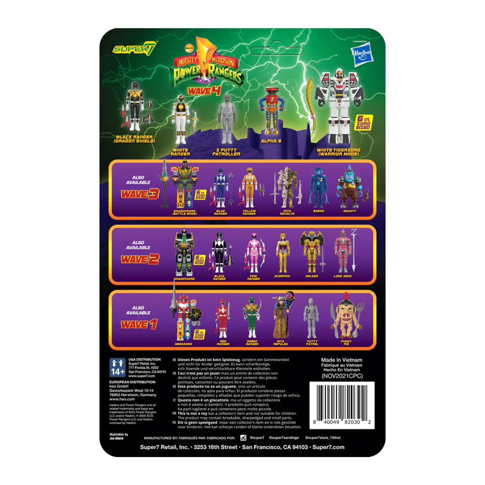 Super7 Mighty Morphin Power Rangers Black Ranger (Dragon Shield) Wave 4 Reaction Figure