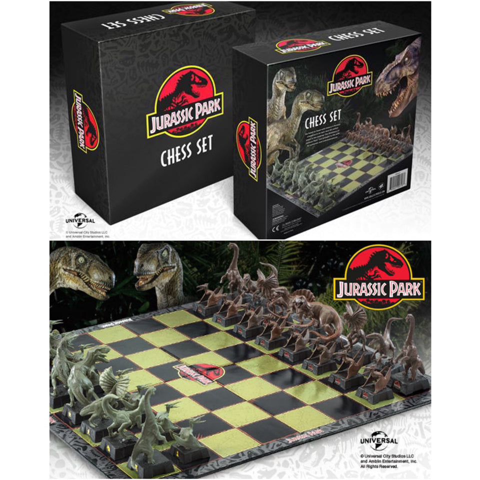 XADREZ JURASSIC PARK - TABULEIRO THE NOBLE COLLECTION - PEÇAS EM