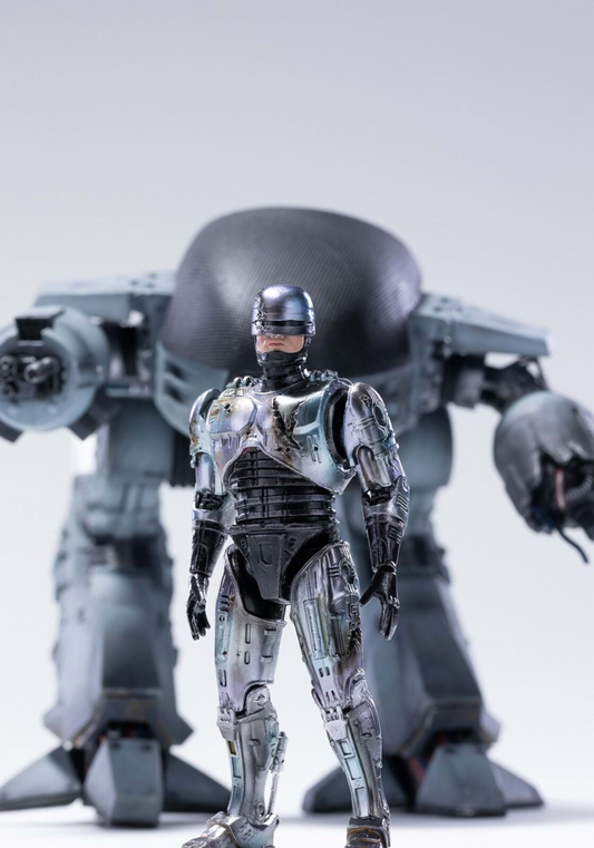 Hiya Toys1:18 ROBOCOP 1 ED-209 VS Robocop BattleDamage 2-Pack SDCC Exquisite Mini Series 1:18