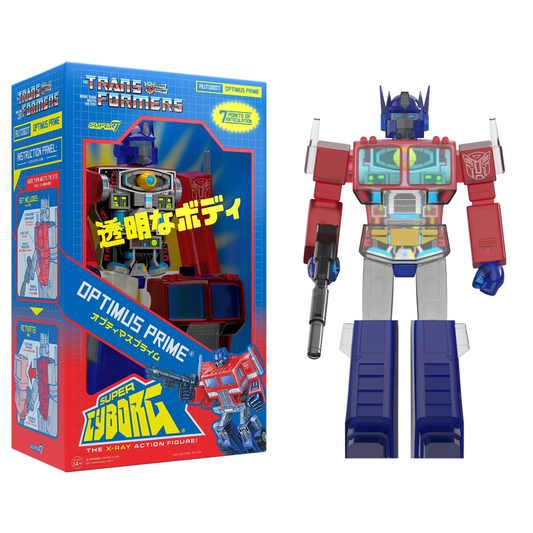 Super7 Transformers Optimus Prime Super Cyborg (Clear Red / Blue) Figure