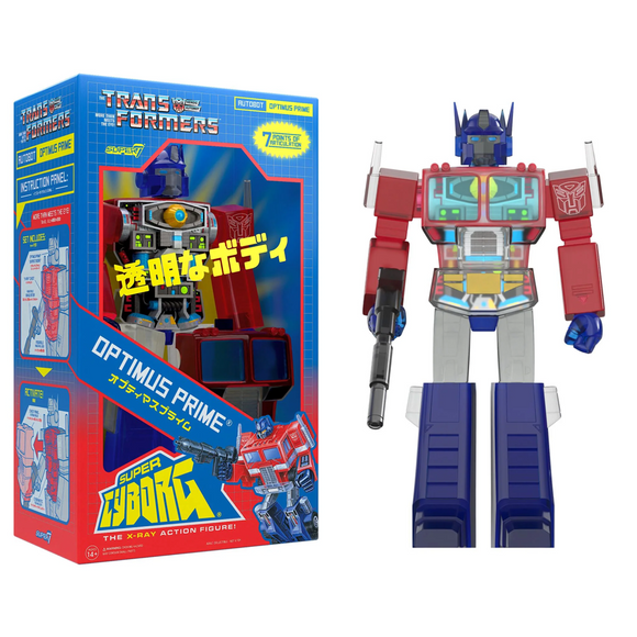 Super7 Transformers Optimus Prime Super Cyborg (Clear Red / Blue) Figure