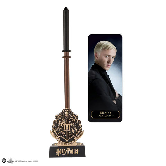 Cinereplicas Harry Potter Draco Malfoy Deluxe Wand Pen with Stand & Bookmark