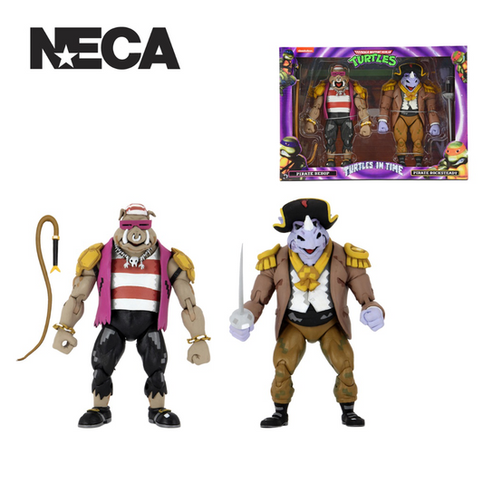 (NECA) Teenage Mutant Ninja Turtles: Pirate Rocksteady & Bebop 2-Pack Turtles In Time 7" Scale Action Figure